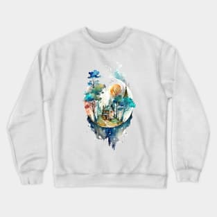 Cozy forest house surrounded with trees 3 Crewneck Sweatshirt
